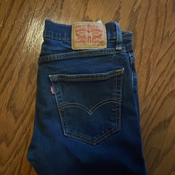 LEVIS 502 MENS W 30 L 32 NAVY BLUE JEANS - Picture 2 of 3